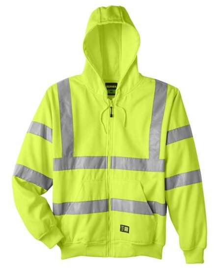 HVF021 Men's Berne Hi-Vis Class 3 Lined Hooded Sweatshirt