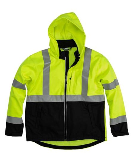 HVJ206T Men's Tall Hi-Vis Class 3 Hooded Soft Shell Jacket