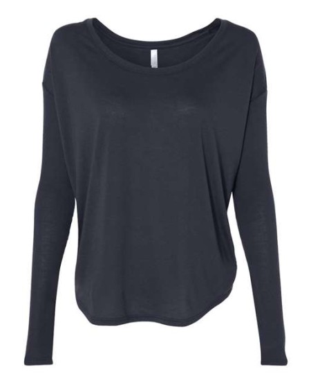 8852 Womens Flowy 2x1 Ribbed Long Sleeve Tee