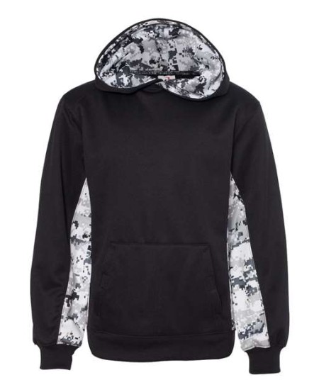 2464 Youth Digital Camo Colorblock Performance Fleece Hooded Sweatshirt