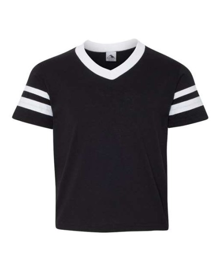 361 Youth V-Neck Jersey with Striped Sleeves
