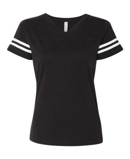 3537 Women's Football V-Neck Fine Jersey Tee