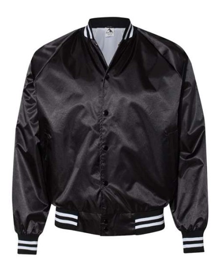 3610 Satin Baseball Jacket Striped Trim