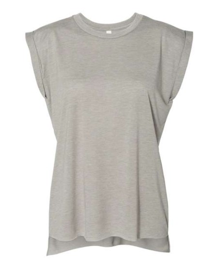 8804 Womens Flowy Rolled Cuffs Muscle Tee