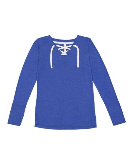 3538 Women's Fine Jersey Lace-Up Long Sleeve T-Shirt