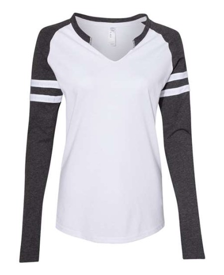 3534 Women's Fine Jersey Mash Up Long Sleeve T-Shirt