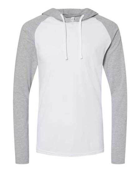 6917 Men's Fine Jersey Hooded Long Sleeve Raglan T-Shirt