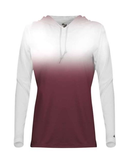 4208 Women's Ombre Long Sleeve Hooded T-Shirt