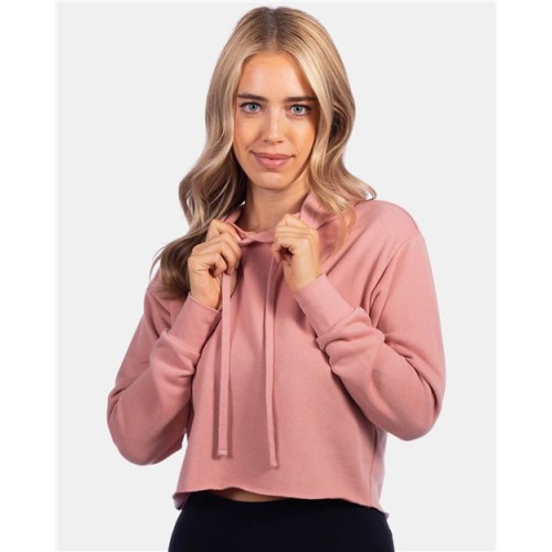 9384 Women's Laguna Sueded Raw Edge Crop Hoodie