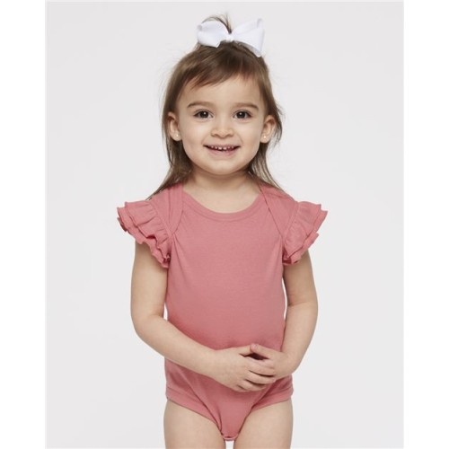 4439 Infant Flutter Sleeve Baby Rib Bodysuit