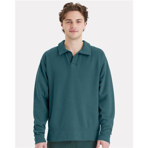 GDH490 Garment-Dyed Polo Collar Sweatshirt
