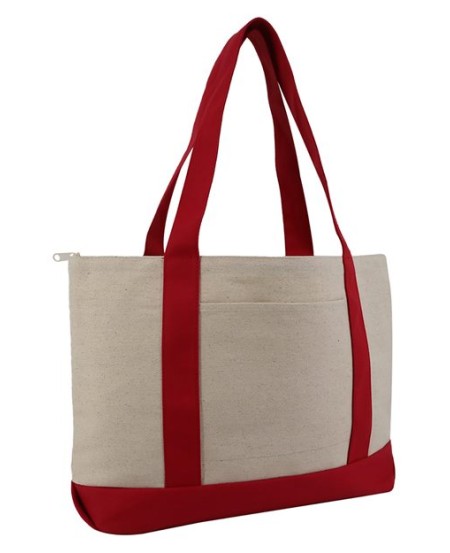 8862 Large Zippered Cotton Canvas Tote