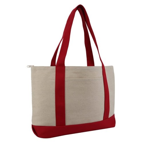8862 Large Zippered Cotton Canvas Tote