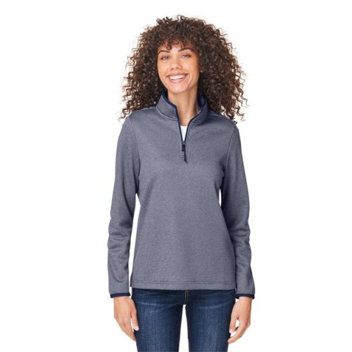 CE73W Women's Venture Heathered Stripe Quarter-Zip Pullover