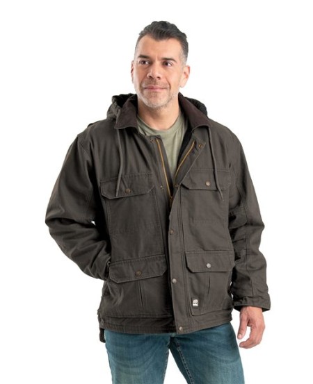 JC613 Men's Heartland Washed Duck Zip-Off Hooded Coat