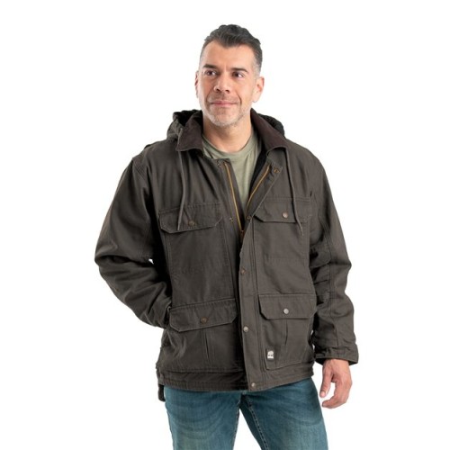 JC613 Men's Heartland Washed Duck Zip-Off Hooded Coat