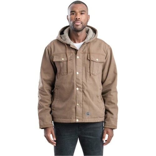 HJ57 Men's Vintage Washed Sherpa-Lined Hooded Jacket