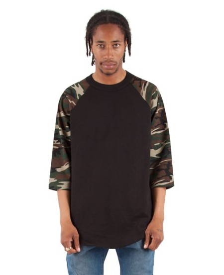 SHRAGCM Three-Quarter Sleeve Camo Raglan T-Shirt