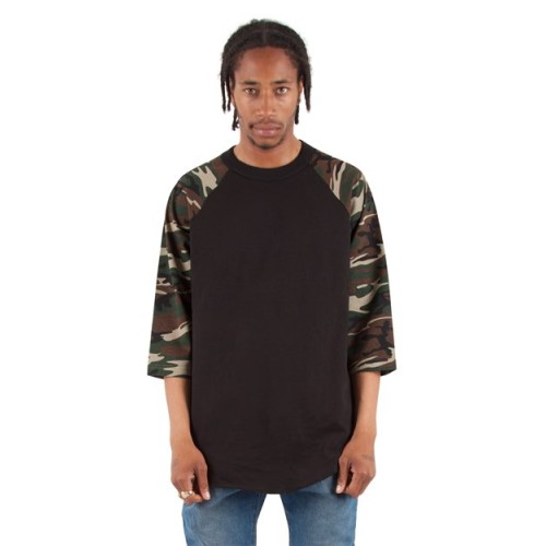 SHRAGCM Three-Quarter Sleeve Camo Raglan T-Shirt