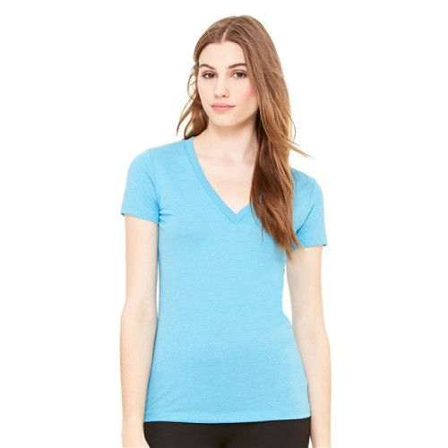 8435 Womens Triblend Deep V-Neck Tee