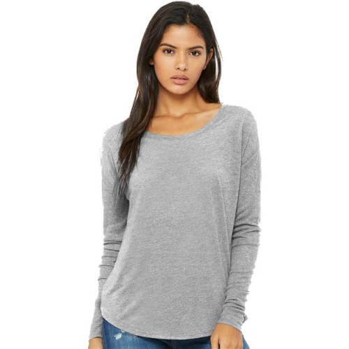8852 Womens Flowy 2x1 Ribbed Long Sleeve Tee