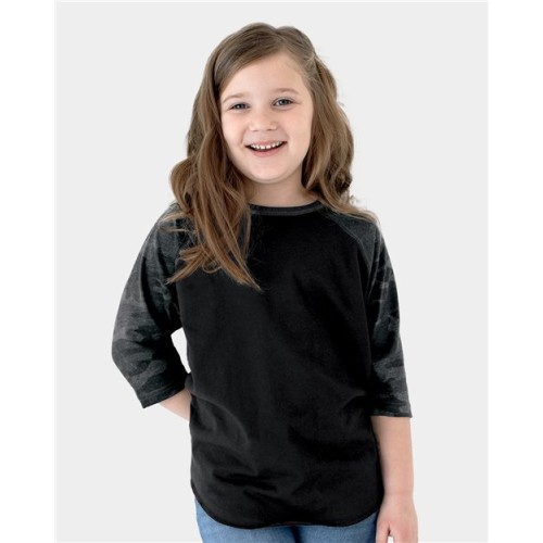 6130 Youth Baseball Fine Jersey Three-Quarter Sleeve Tee