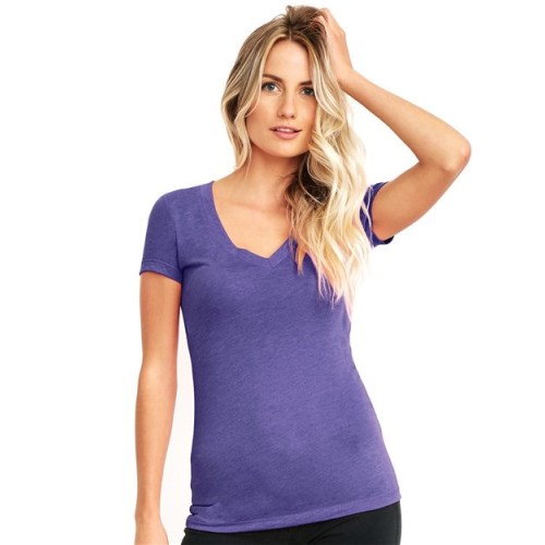 6740 Womens Triblend Deep V-Neck T-Shirt