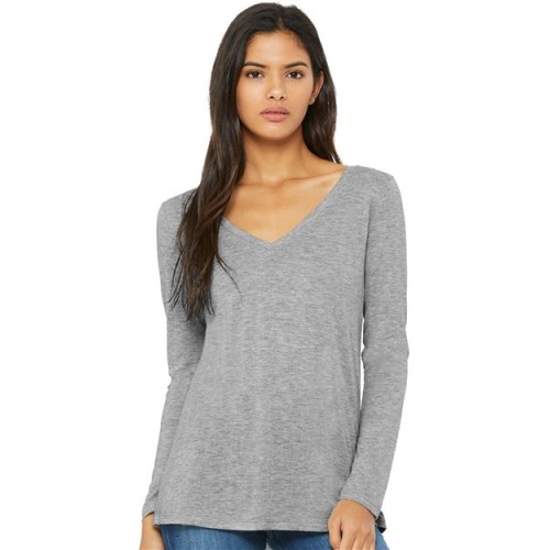 8855 Women's Flowy Long Sleeve V-Neck Tee