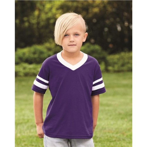 361 Youth V-Neck Jersey with Striped Sleeves