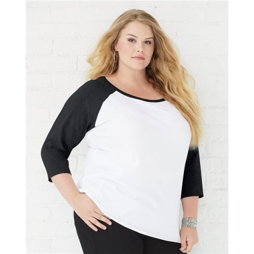 3830 Curvy Collection Women's Baseball Three-Quarter Sleeve Tee
