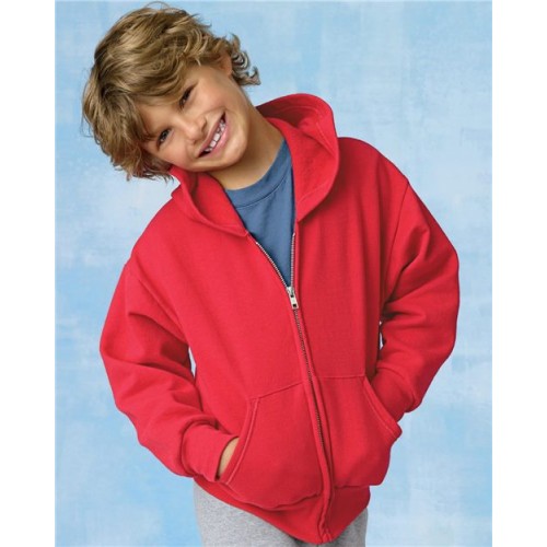 P480 EcoSmart Youth Full-Zip Hooded Sweatshirt
