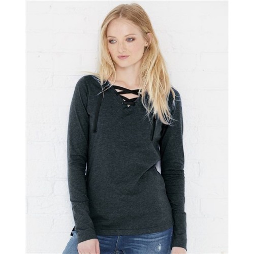 3538 Women's Fine Jersey Lace-Up Long Sleeve T-Shirt