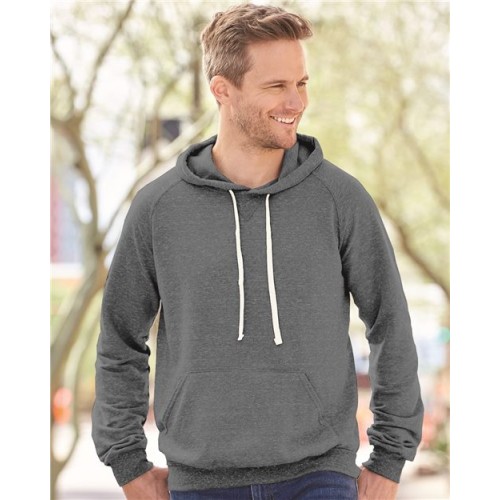 90MR Snow Heather French Terry Raglan Hooded Sweatshirt