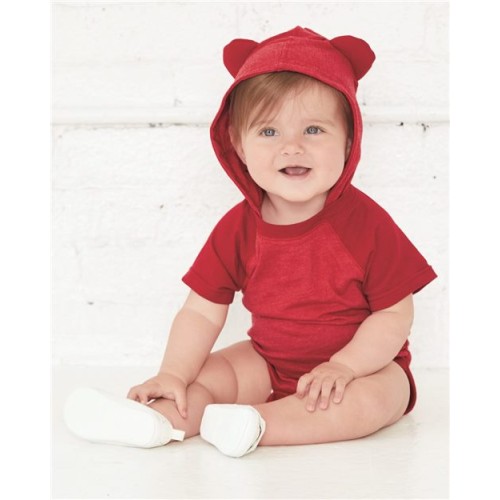 4417 Fine Jersey Infant Short Sleeve Raglan Bodysuit with Hood  Ears