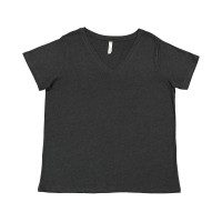 Ladies' Curvy V-Neck Fine Jersey T-Shirt 3817 LAT