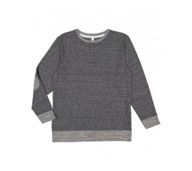 6965 LAT Adult Harborside Melange French Terry Crewneck with Elbow Patches