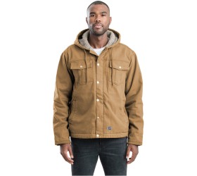Men's Vintage Washed Sherpa-Lined Hooded Jacket HJ57 Berne