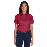 Ladies' Easy Blend Short-Sleeve Twill Shirt with Stain-Release M500SW Harriton