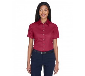 Ladies' Easy Blend Short-Sleeve Twill Shirt with Stain-Release M500SW Harriton