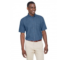 Men's Short-Sleeve Denim Shirt M550S Harriton