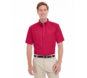 Men's Foundation 100% Cotton Short-Sleeve Twill Shirt with Teflon M582 Harriton
