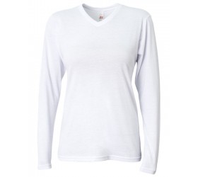NW3029 A4 Ladies' Long-Sleeve Softek V-Neck T-Shirt