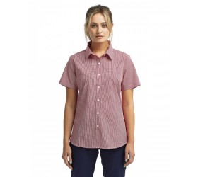 Ladies' Microcheck Gingham Short-Sleeve Cotton Shirt RP321 Artisan Collection by Reprime