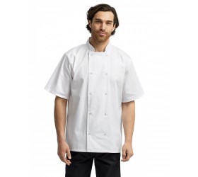 Unisex Studded Front Short-Sleeve Chef's Jacket RP664 Artisan Collection by Reprime